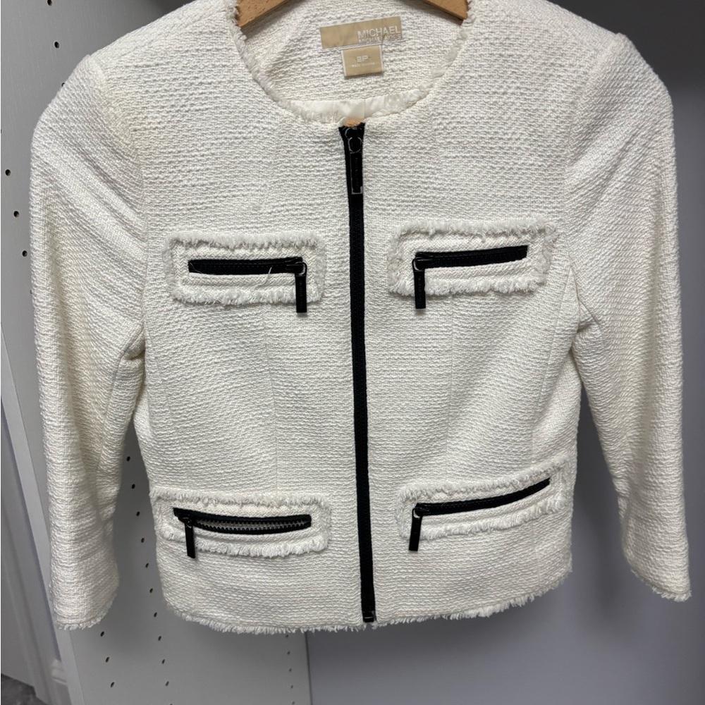 MICHAEL Michael Kors White and Black Tweed Blazer